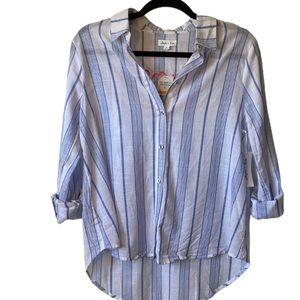 Skylar & Jade striped button down embroidered back brunch club shirt size large